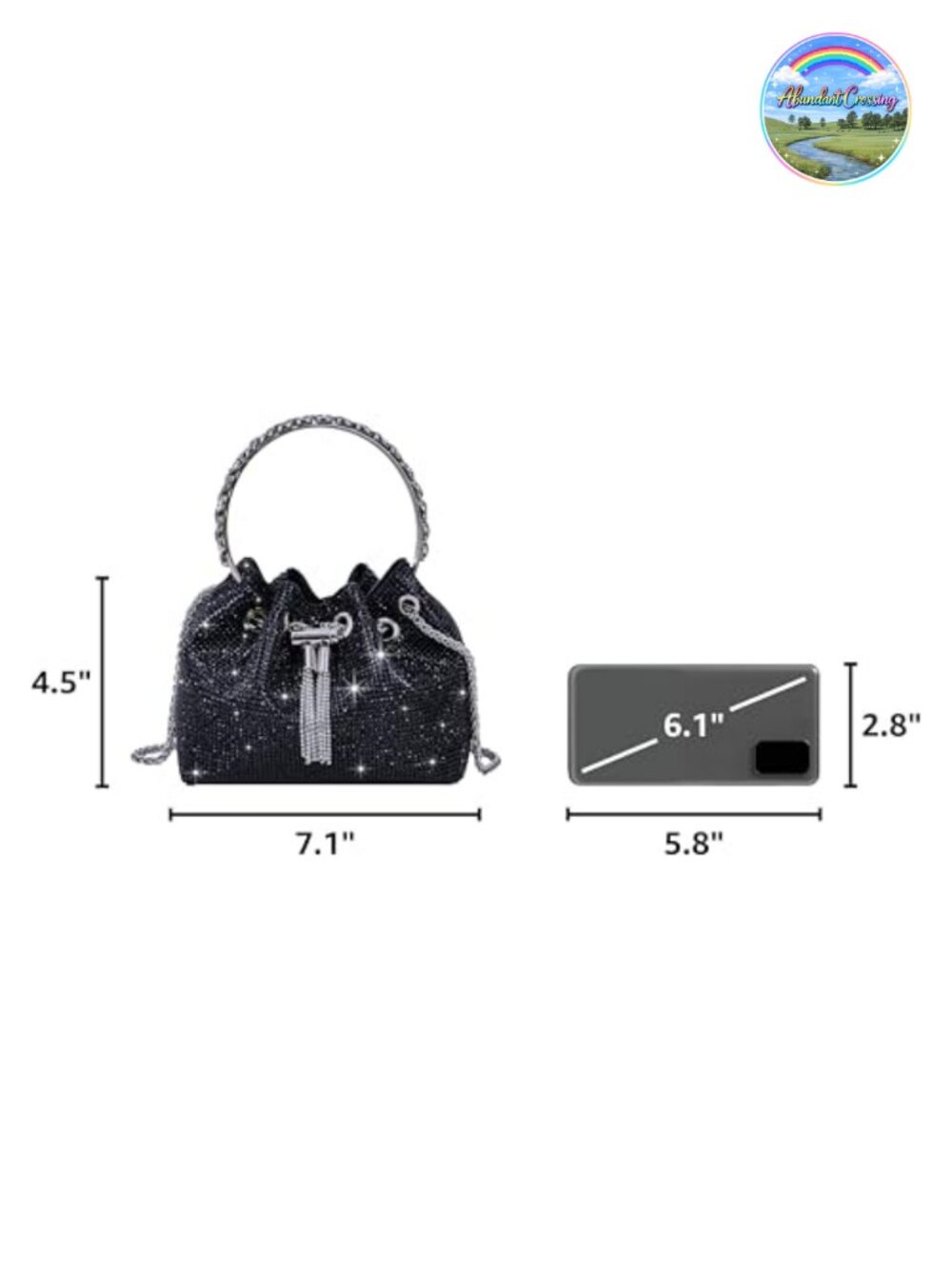 Rhinestone Evening Bag Sparkly Crystal Clutch Wristlet Crossbody Purse - Picture 2 of 6